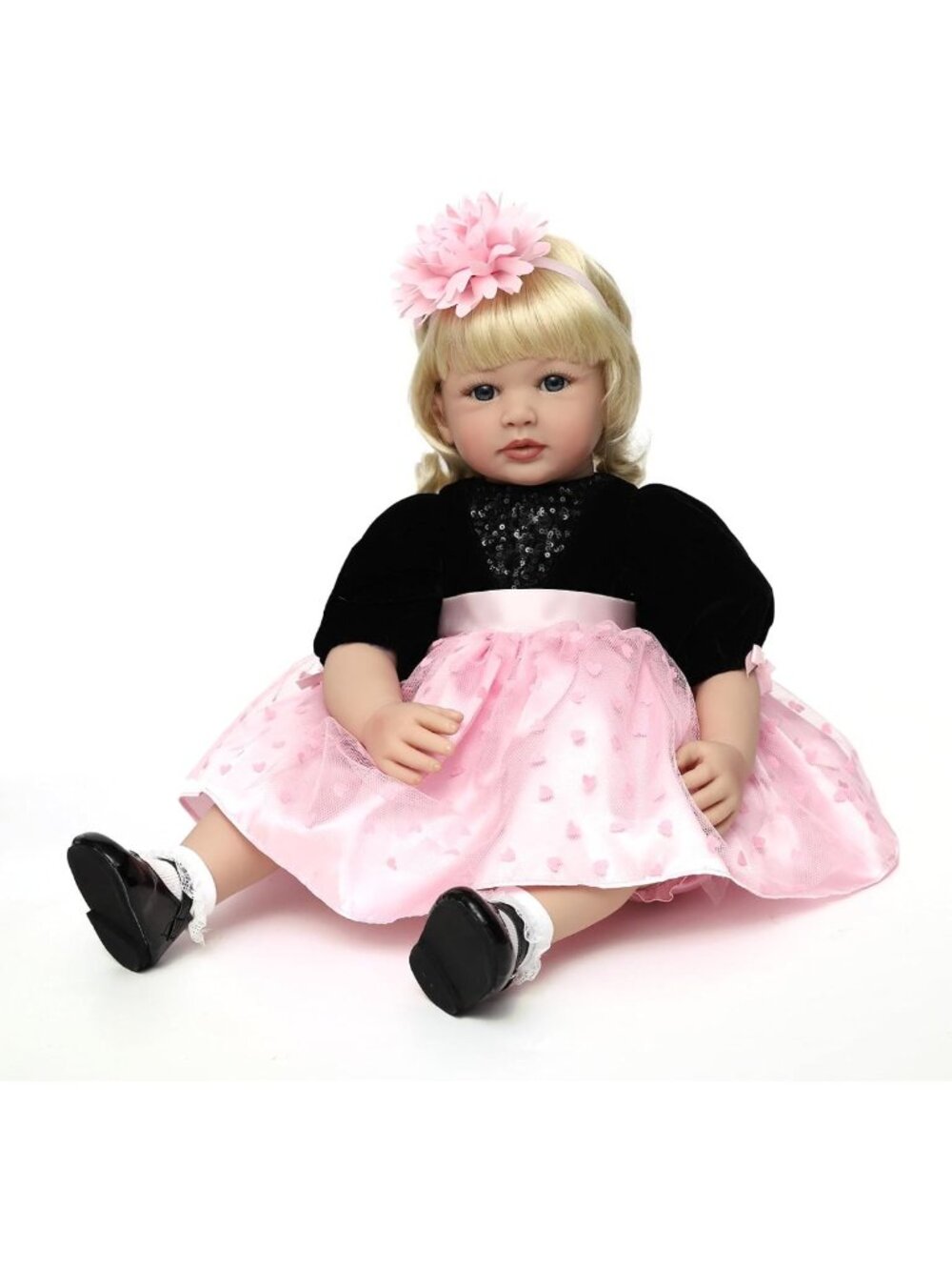24-Inch Realistic Toddler Reborn Doll with Curly Blonde Hair & Accessories - Picture 6 of 6